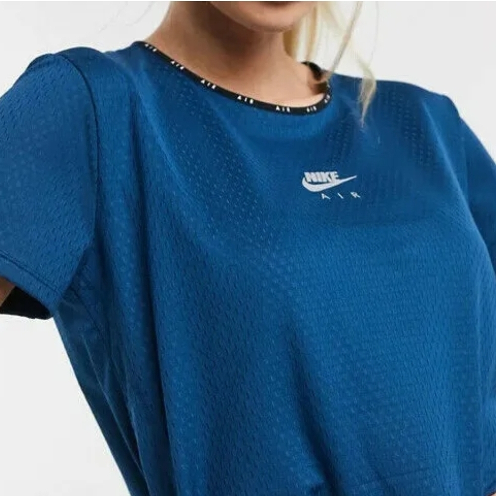 Nike Women's Air Short Sleeve Running Crop Top, Blue, Size XS